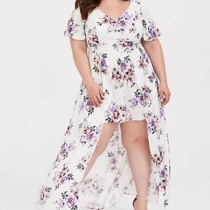 Torrid Ivory Floral Challis Skirted Romper NWT